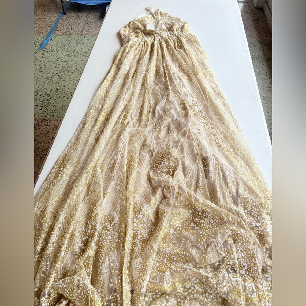 NWT Luxxel Gold Sequin Formal Dress. Size Medium. - Picture 4 of 13